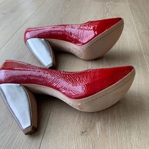 brand new, size 8, red with silver high heels